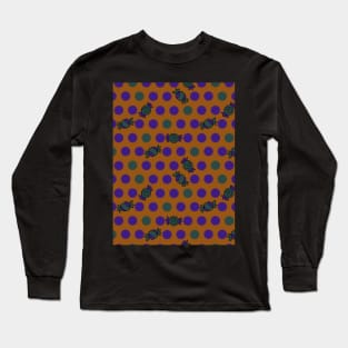 Polka Dots and Scattered Candy - Halloween Pattern - Dark Colors Long Sleeve T-Shirt